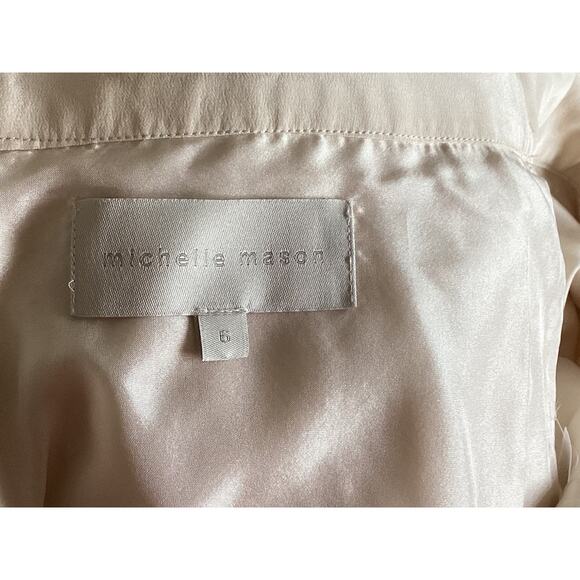 Michelle Mason Silk Wrap Skirt 6 Neutral Ruffle, Soft girl Quiet Luxury Coquette - Picture 2 of 12